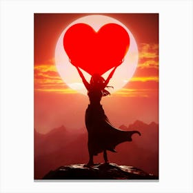 Woman Holding A Heart Canvas Print