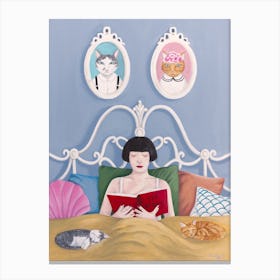 Cat Story For Bedtime Canvas Print
