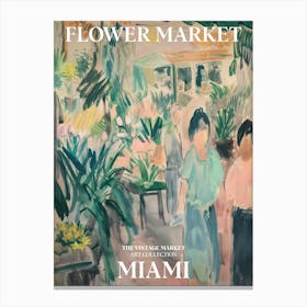 Vintage Flower Market Painting Miami 2 Canvas Print