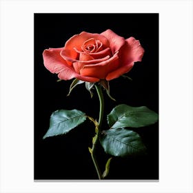 Rose On Black Background 10 Canvas Print