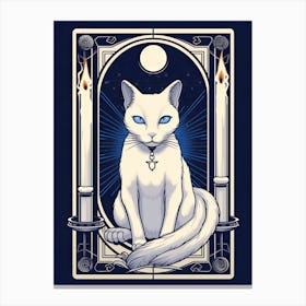 White Cat Tarot Card 0 Canvas Print