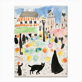 The Food Market In Paris 1 Illustration Canvas Print