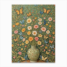 Butterflies and Flowers In A Vase Canvas Print