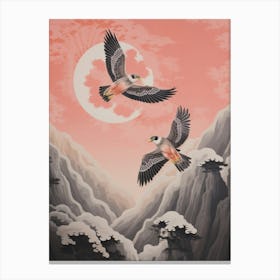 Vintage Japanese Inspired Bird Print Falcon 6 Canvas Print