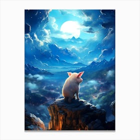 Pig In The Moonlight 1 Canvas Print