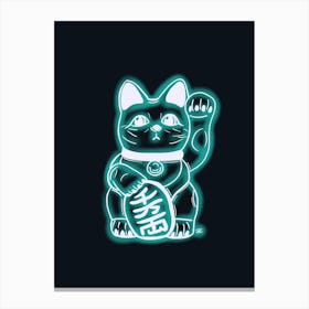Turquoise Neon Cat Canvas Print