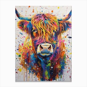 Hairy Cow Colourful Painting Canvas Print