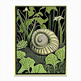 Japanese Trapdoor Snail  Linocut Canvas Print