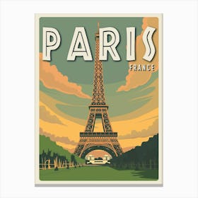 Paris France Eiffel Tower Vintage Travel Poster Canvas Print