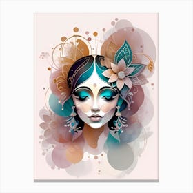 Reina Del Carnaval Portrait Of A Woman With Flowers Canvas Print