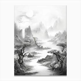 Ethereal Landscape Abstract Black And White 1 Canvas Print