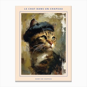 Kitsch Cat In A Beret 3 Poster Canvas Print