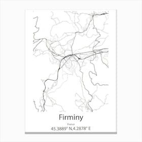 Firminy,France Minimalist Map Canvas Print