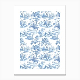 Blue And White Toile Wallpaper Canvas Print