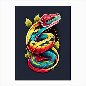 Rattlesnake Tattoo Style Canvas Print