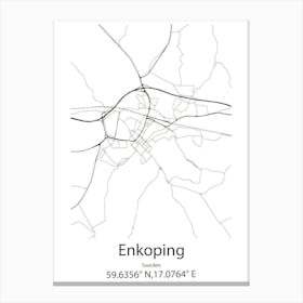 Enkoping,Sweden Minimalist Map Canvas Print