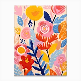 Matisse Style Chromatic Petals; Vibrant Beauty Flowers Canvas Print