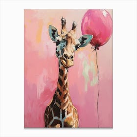 Cute Giraffe 1 With Balloon Canvas Print
