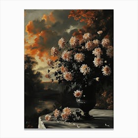 Baroque Floral Still Life Chrysanthemums 4 Canvas Print