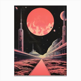 Mars Space Station | Retro Sci-fi Canvas Print