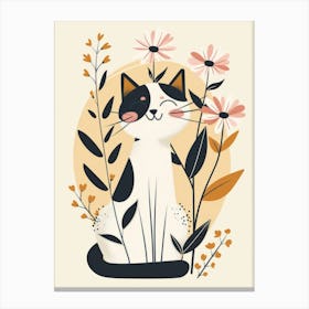 Cat With Flowers 7 Canvas Print