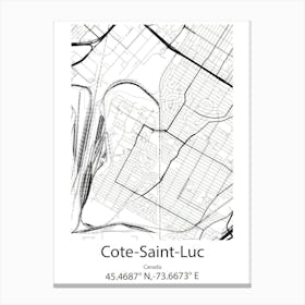 Cote Saint Luc,Canada Minimalist Map Canvas Print