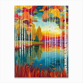 Sunset Birch Trees 1 Canvas Print