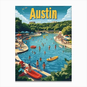 Aihrgdesign A 1970s Inspired Travel Poster For Austin Depicti 77bda500 8aba 4dd6 Bbbb 5f591743891b 2 Canvas Print