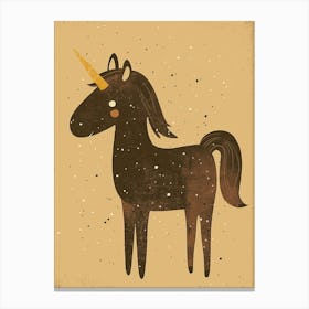 Black Unicorn Beige Background Canvas Print
