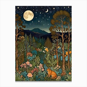 William Morris Cat In The Forest 1 Canvas Print