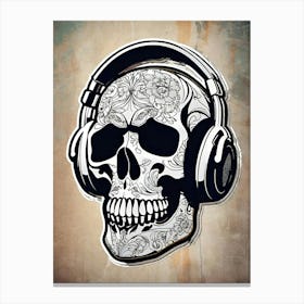 Skull With Headphones 135 Canvas Print