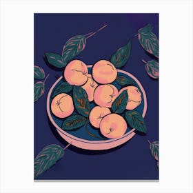 Bowl Of Peaches Illustration Canvas Print