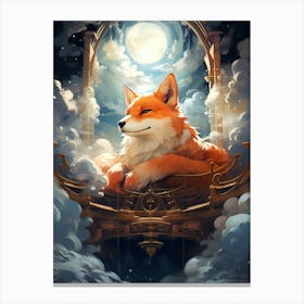 Fox In The Moonlight Canvas Print