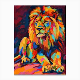 Asiatic Lion Symbolic Imagery Fauvist Painting 3 Canvas Print