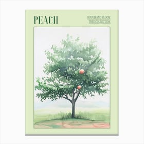 Peach Tree Atmospheric Watercolour Painting 2 Poster Canvas Print