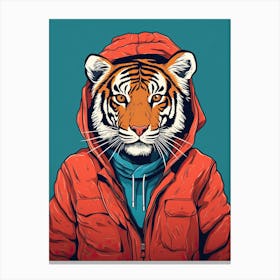 Tiger Illustrations Wearing A Windbreaker 1 Canvas Print