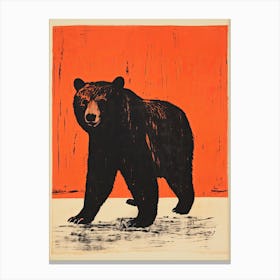 Bear, Woodblock Animal  Drawing 2 Canvas Print