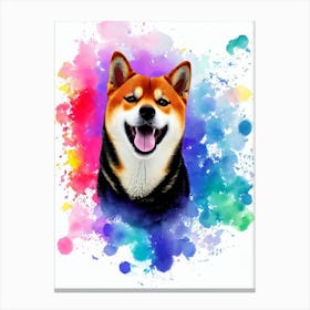 Shiba Inu Rainbow Oil Painting dog Canvas Print
