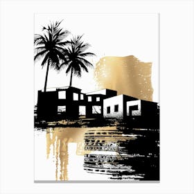 House With Palm Trees Canvas Print