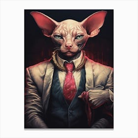 Gangster Cat Sphynx Canvas Print