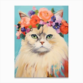 Himalayan Cat With A Flower Crown Painting Matisse Style 1 Canvas Print