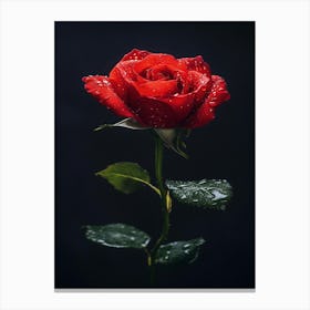 Red Rose On Black Background 67 Canvas Print