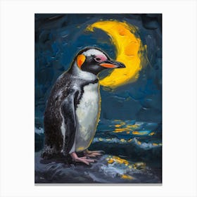 African Penguin Half Moon Island Oil Painting 2 Canvas Print