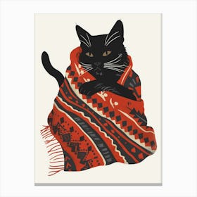 Black Cat In A Scarf Canvas Print