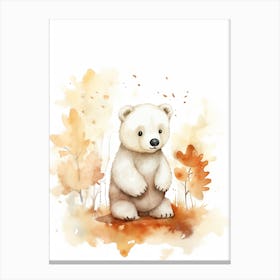 A Bear Watercolour In Autumn Colours 2 Canvas Print
