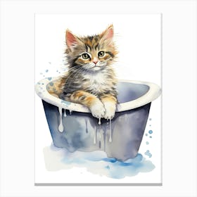 American Bobtail Cat In Bathtub Bathroom 2 Canvas Print