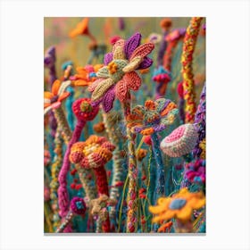 Daisies Knitted In Crochet 9 Canvas Print
