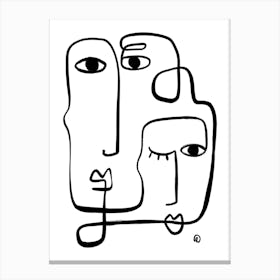 Abstract face line art 2 Canvas Print