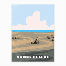 Namib desert. Namibia, South Africa, Angola — Retro travel minimalist poster Canvas Print
