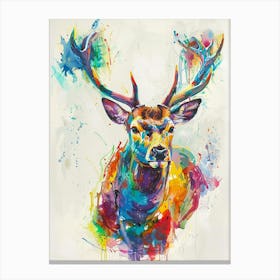 Deer Colourful Watercolour 1 Canvas Print